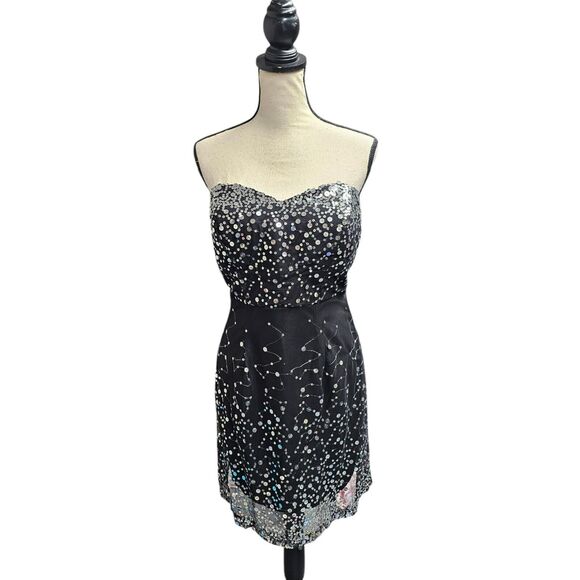 Trixxi Dresses & Skirts - Vintage Trixxi Womens Sequin Dress Size 13 Sweetheart Neck Y2K Whimsigoth HOCO